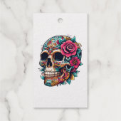 Schädel mit Tattoos und Blume Geschenkanhänger (Rückseite)