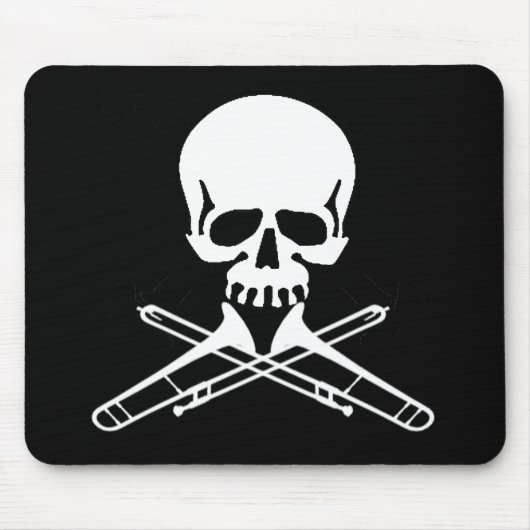 Schädel mit Trombones als gekreuzten Knochen Mousepad (Vorne)