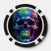 Schädel mit tropfender Regenbogenfarbe Pokerchips (Rückseite)