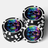 Schädel mit tropfender Regenbogenfarbe Pokerchips (Stapel)
