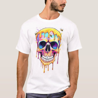 Schädel mit tropfender Sonne und Bienen T-Shirt