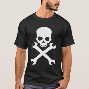 Schädel mit überquerten Gewinden für Mechanik und  T-Shirt