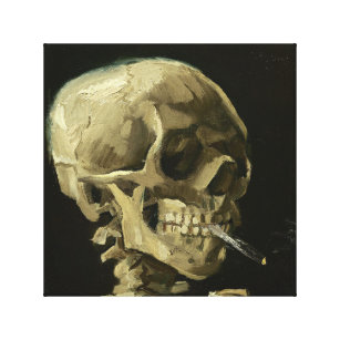 Schädel mit Zigarette von Van Gogh Wrapped Canvas Leinwanddruck