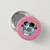 Schädel mit Zopf-Knopf Button (Vorne & Hinten)