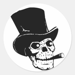Schädel mit Zylinder Runder Aufkleber