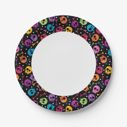 Schädel Muster 2 Pappteller (Vorderseite)