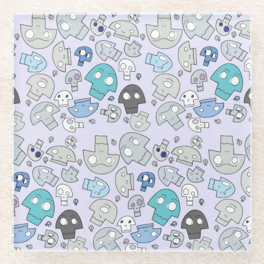 Schädel-Muster Glasuntersetzer (Vorderseite)