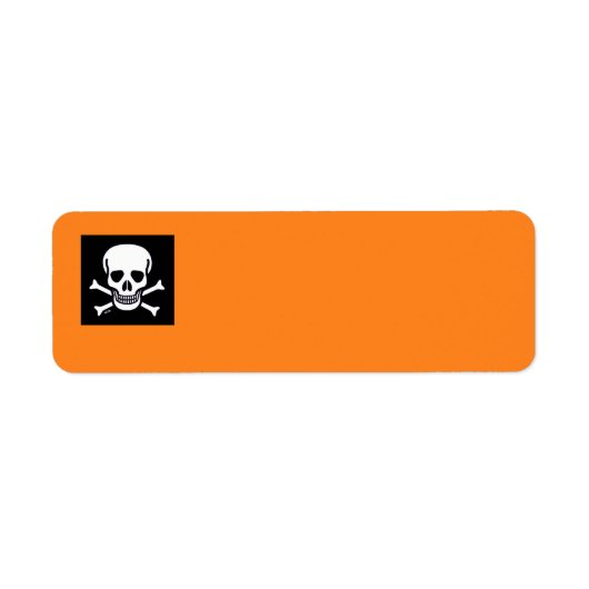 Schädel n Knochen schwarz orange Rücksendeetikette (Vorne)