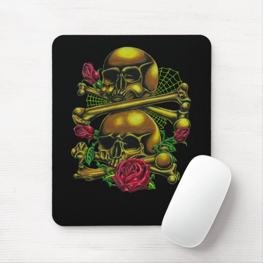 Schädel, Netze und Rosen Mousepad (Mit Mouse)