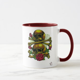 Schädel, Netze und Rosen-Tasse Tasse