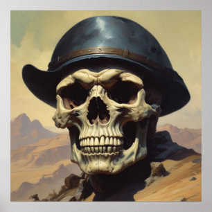 Schädel-Ölgemälde-Stil-Malerei-Illustration Poster