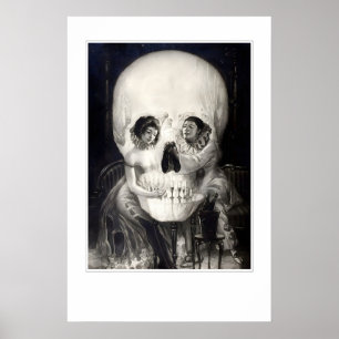 Schädel optische Täuschung Kunst Druck Gothic Hall Poster