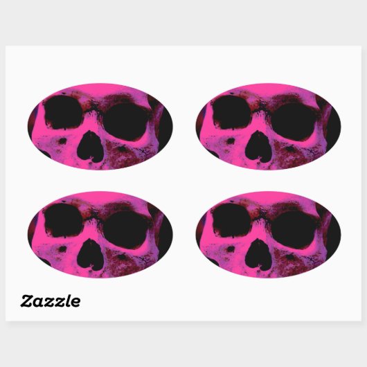 Schädel Ovaler Aufkleber (Blatt)