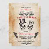 Schädel-Paar-Duschen-Party gotisches Halloween Einladung (Vorne/Hinten)