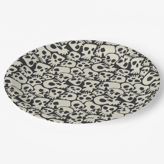 Schädel Pappteller (Schrägansicht)