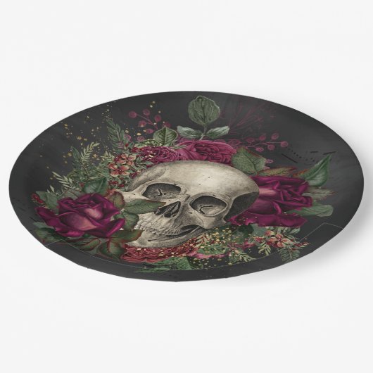 Schädel, Party der Kostüme, Halloween, gotisch, sp Pappteller (Schrägansicht)