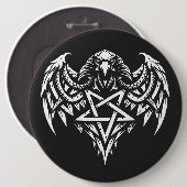 Schädel-Pentagramm-Tribal von BurnsInhell Button (Vorne & Hinten)