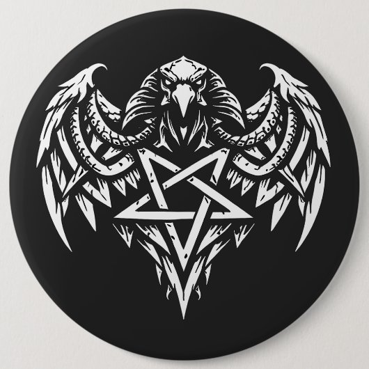 Schädel-Pentagramm-Tribal von BurnsInhell Button (Vorderseite)