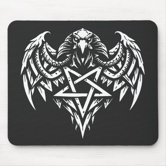 Schädel-Pentagramm-Tribal von BurnsInhell Mousepad (Vorne)