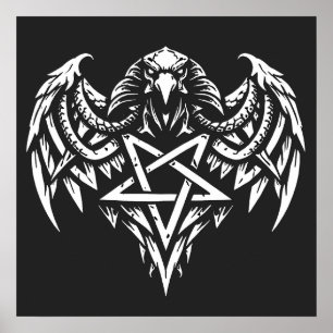 Schädel-Pentagramm-Tribal von BurnsInhell Poster
