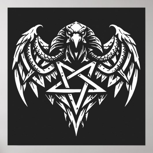 Schädel-Pentagramm-Tribal von BurnsInhell Poster (Vorne)