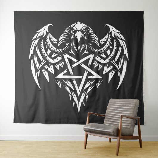 Schädel-Pentagramm-Tribal von BurnsInhell Wandteppich (Beispiel (Horizontal))
