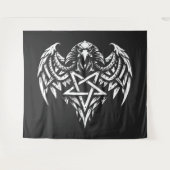 Schädel-Pentagramm-Tribal von BurnsInhell Wandteppich (Vorderseite (Horizontal))