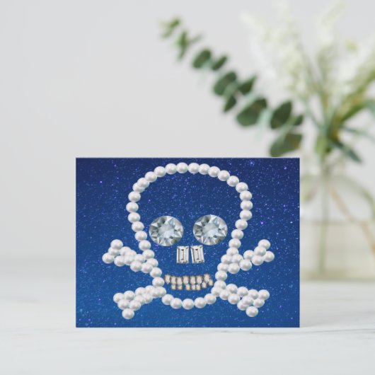 Schädel, Perlen Postkarte (Stehend Vorderseite)