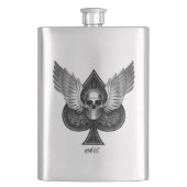 Schädel-Pikass-Edelstahlflasche Flachmann (Vorderseite)