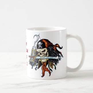 Schädel-Pirat mit Klinge und Haken durch Al Rio Kaffeetasse