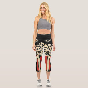 Schädel-Popcorn-Box-Aufkleber  Capri Leggings