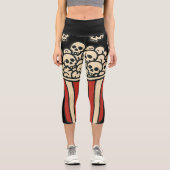 Schädel-Popcorn-Box-Aufkleber Capri Leggings (Vorderseite)