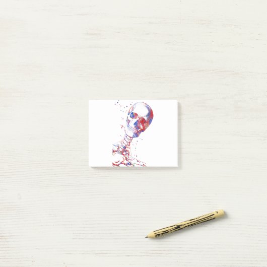 Schädel Post-it Klebezettel (Auf Schreibtisch)