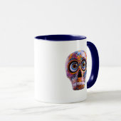 Schädel-Psychedelic-Muster Farbige Kunst Tasse (VorderseiteRechts)