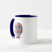 Schädel-Psychedelic-Muster Farbige Kunst Tasse (Vorderseite Links)