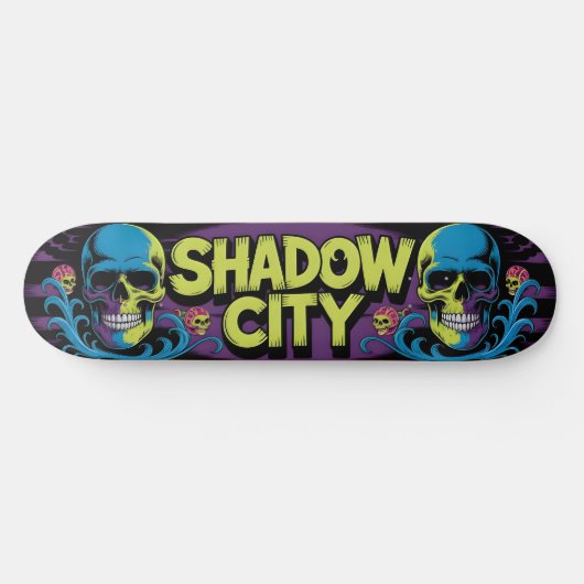 Schädel Psychedelic Ukiyo-E Graffiti Art | Dark Fa Skateboard (Horizontal)