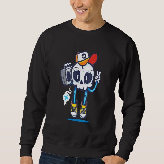 Schädel Radio Schädel Disco Schädel Sweatshirt (Vorderseite)