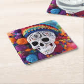 Schädel Rechteckiger Pappuntersetzer (angewinkelt)