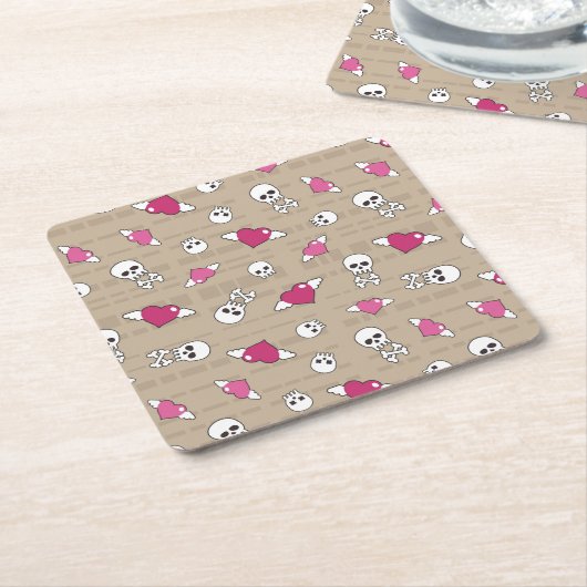 Schädel Rechteckiger Pappuntersetzer (angewinkelt)