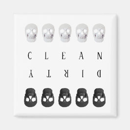 Schädel reinigen schmutzige Schwarz-Weiß-Geschirrs Magnet