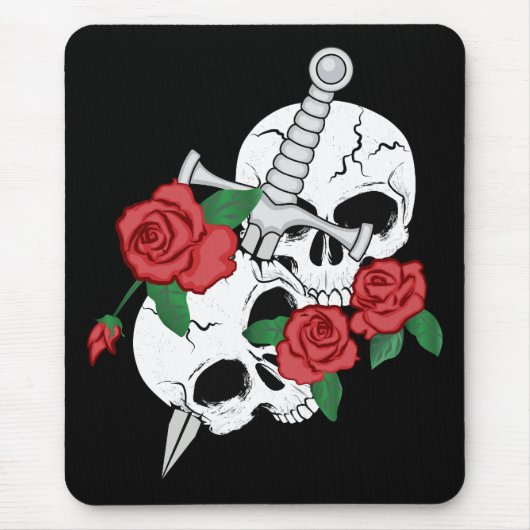 Schädel, Rose und Dolch Mousepad (Vorne)