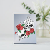 Schädel, Rose und Dolche Postkarte (Stehend Vorderseite)