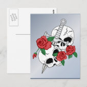 Schädel, Rose und Dolche Postkarte (Vorne/Hinten)