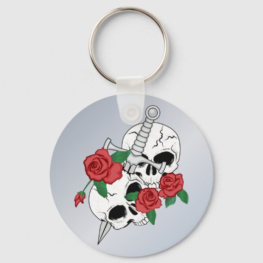 Schädel, Rose und Dolche Schlüsselanhänger (Vorderseite)