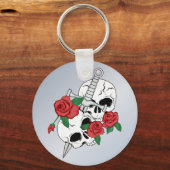 Schädel, Rose und Dolche Schlüsselanhänger (Vorderseite)