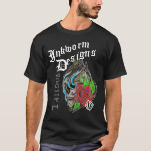 Schädel-Rosen-Tätowierungs-Tinte T-Shirt
