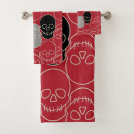 Schädel - Rot und Knochen weiß Badhandtuch Set