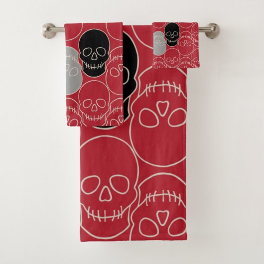 Schädel - Rot und Knochen weiß Badhandtuch Set (Insitu)