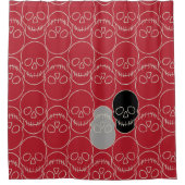 Schädel - Rot und Knochen weiß Duschvorhang (Vorderseite)