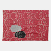 Schädel - Rot und Knochen weiß Geschirrtuch (Horizontal)